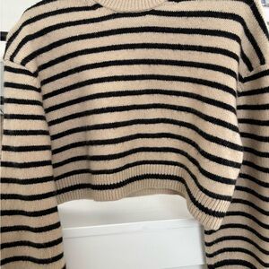 H&M Black and Cream Striped Sweater